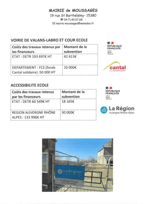 Travaux valans labro et cour ecole